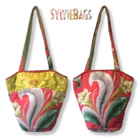 SylvieBags Patchwork Vintage Barkcloth Tapestry Cloth Shoulder Bag Purse OOAK - Picture 1 of 17